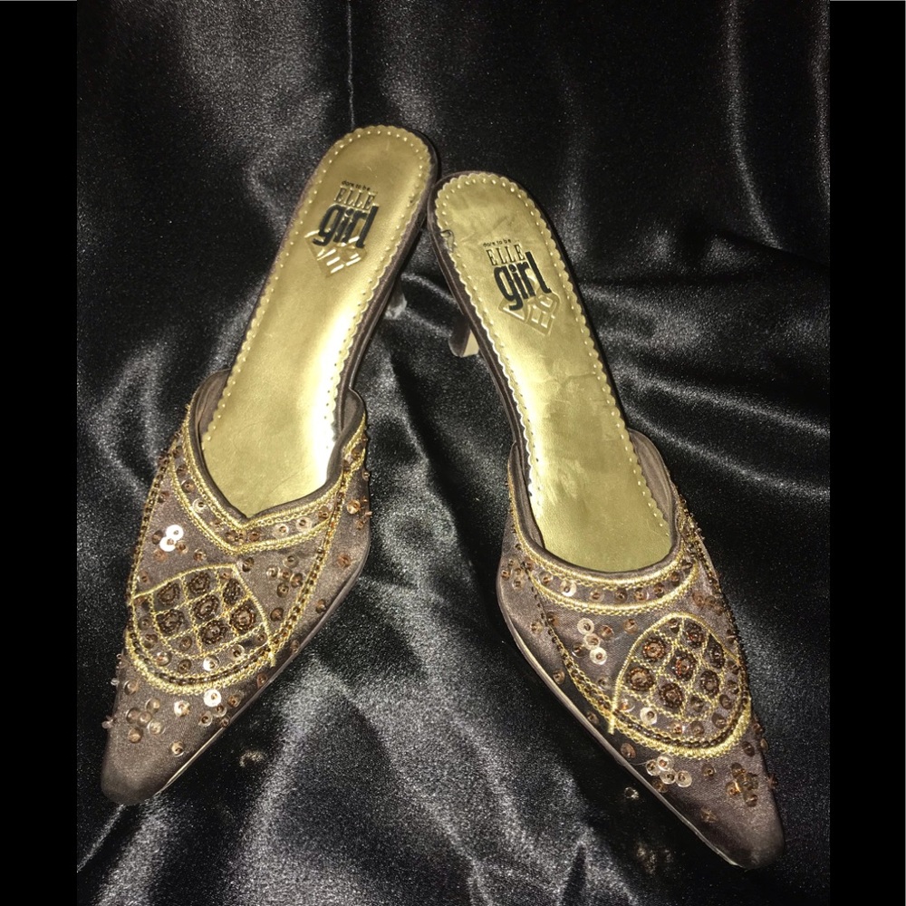 Brown beaded Elle Girl Slides